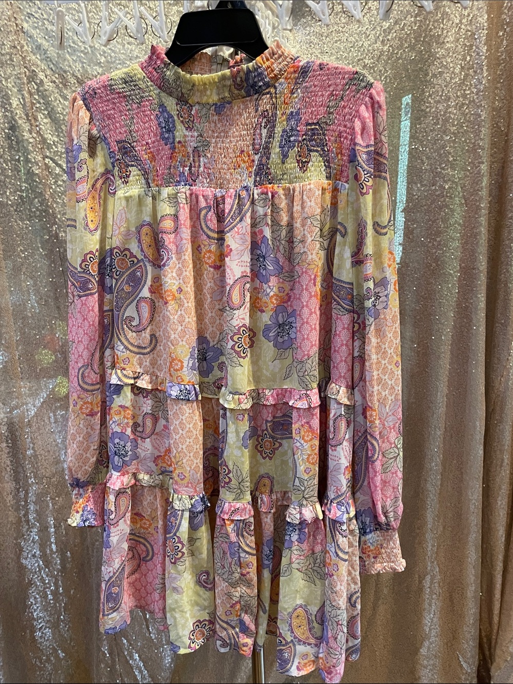 HerringStone's Multicolor Smocked Pink, Orange, Purple dress/tunic NWT